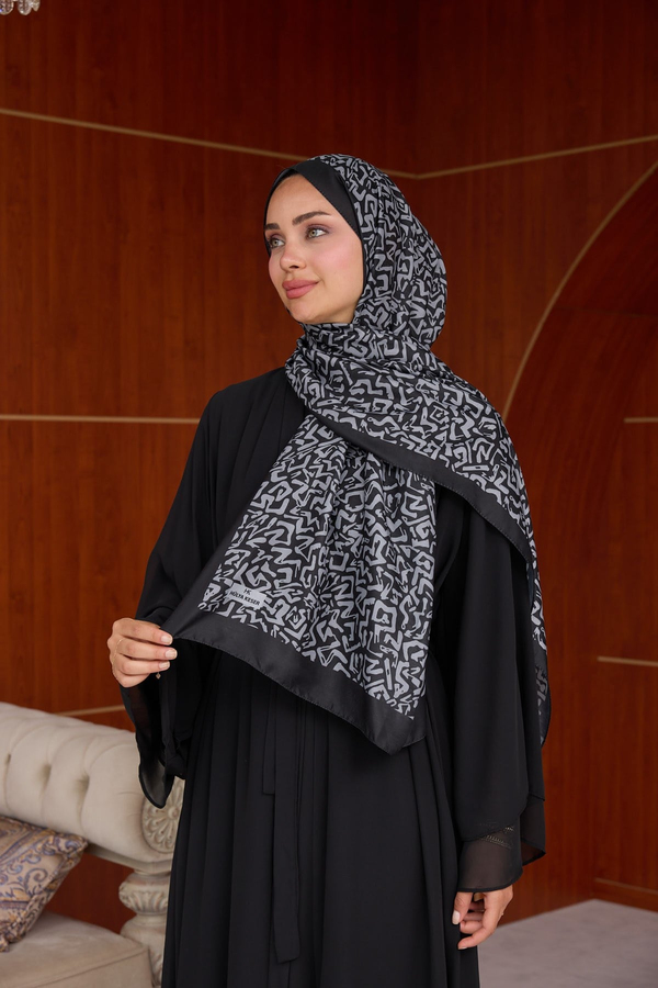 Esinti Tasarım Baskı Şal ( 70 X 190 ) cm - Siyah