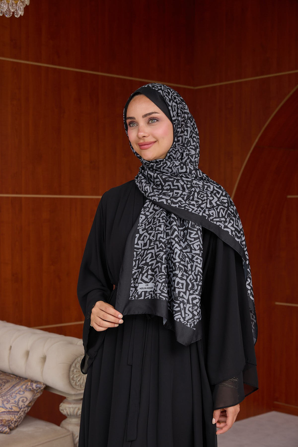 Esinti Tasarım Baskı Şal ( 70 X 190 ) cm - Siyah