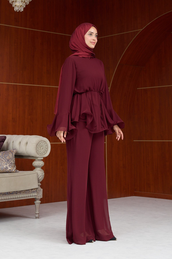 Heves Pantolonlu Takım - Bordo