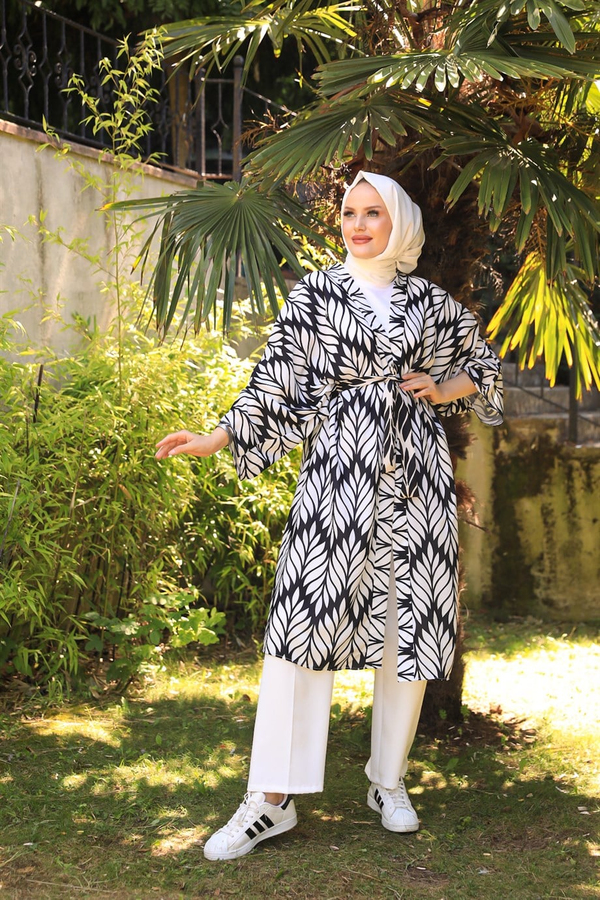 Moss Krep Kimono - Siyah
