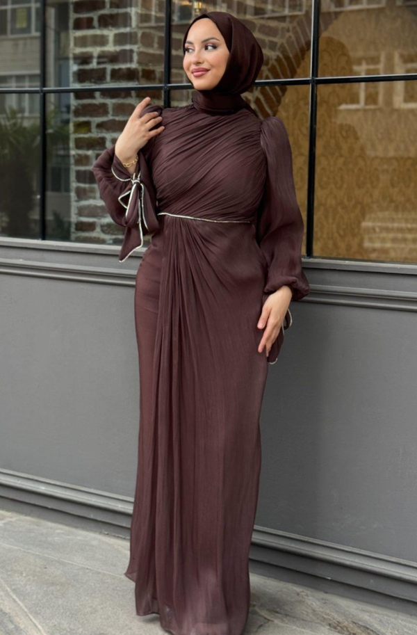 Sinem Taş Detay Abiye - Kahverengi
