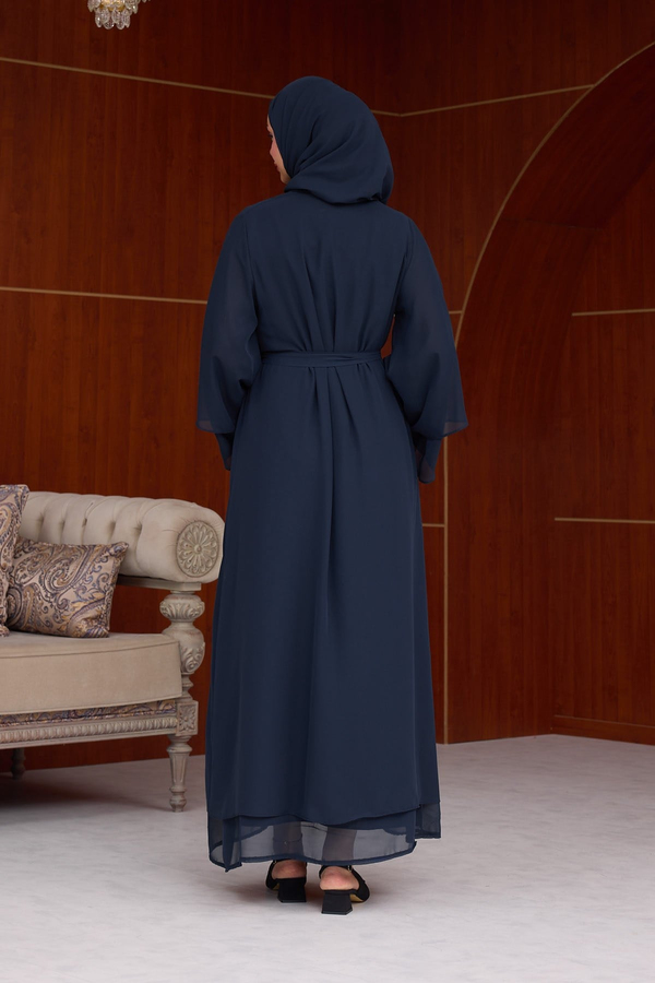 3'lü Eslem Tasarım Abaya Takım ( Abaya-Şal-İçlik ) - Lacivert