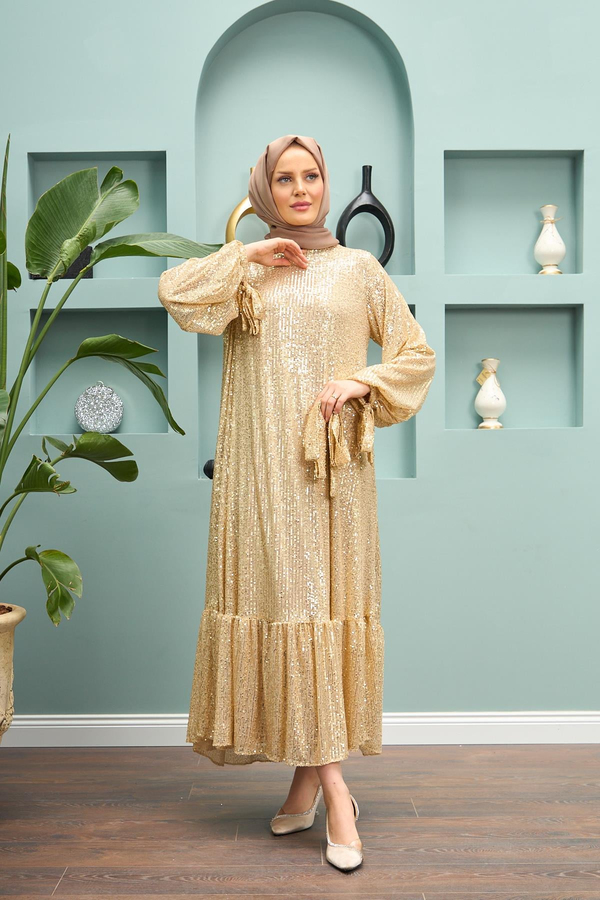 Ayça Pullu Abiye - Bej