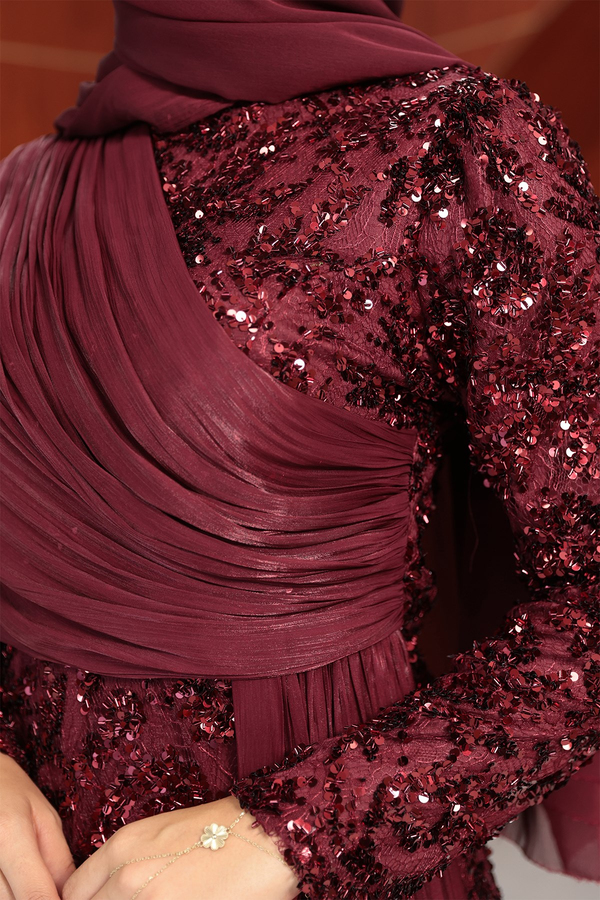 Begonya Tasarım Abiye - Bordo