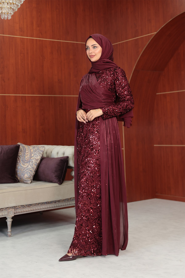 Begonya Tasarım Abiye - Bordo