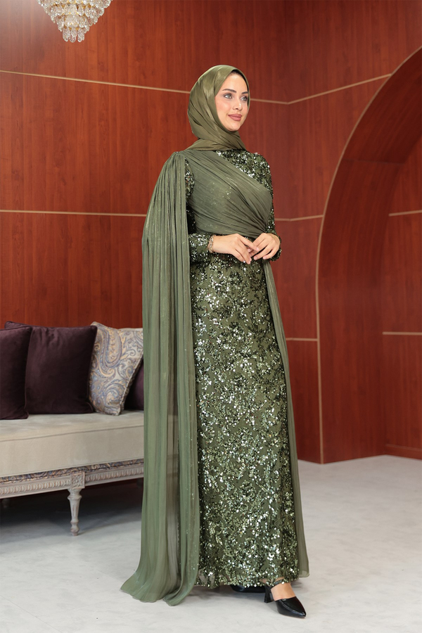 Begonya Tasarım Abiye - Haki