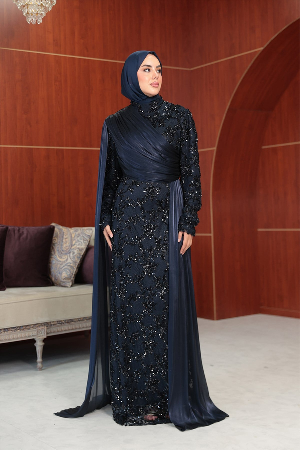 Begonya Tasarım Abiye - Lacivert