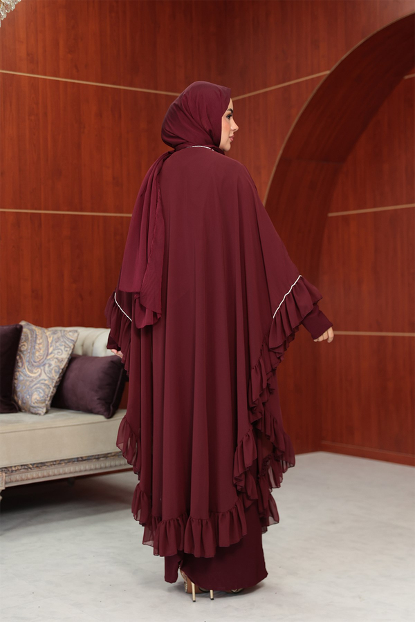 Bukre Tasarım Abaya - Bordo