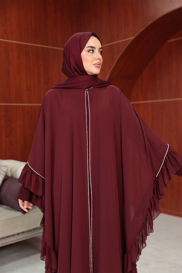 Bukre Tasarım Abaya - Bordo
