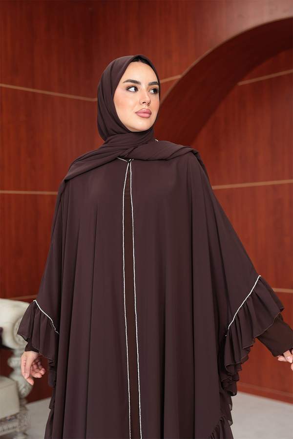 Bukre Tasarım Abaya - Kahverengi