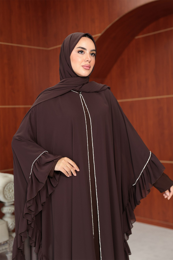 Bukre Tasarım Abaya - Kahverengi