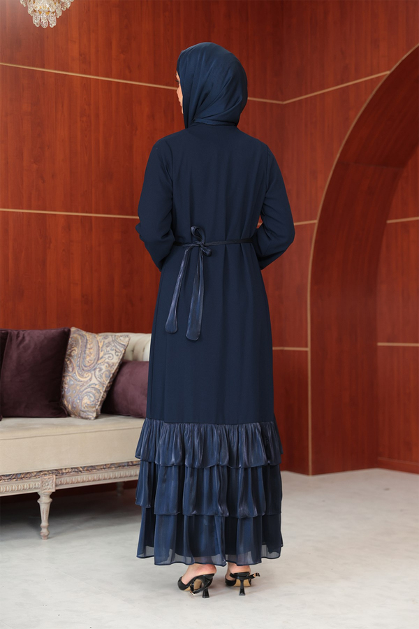 Çiçek Tasarım Detay Abaya - Lacivert