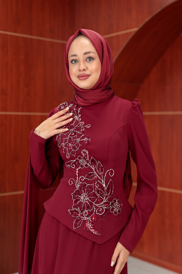 Çimen Tasarım Abiye - Bordo