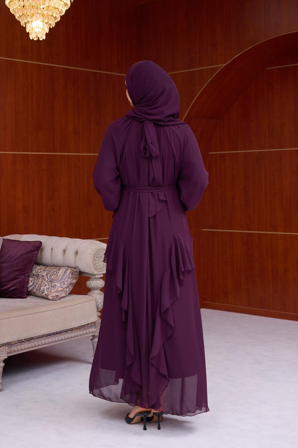 Damla Şifon Abiye - Mürdüm