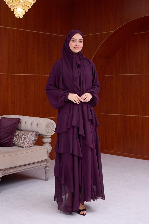 Damla Şifon Abiye - Mürdüm