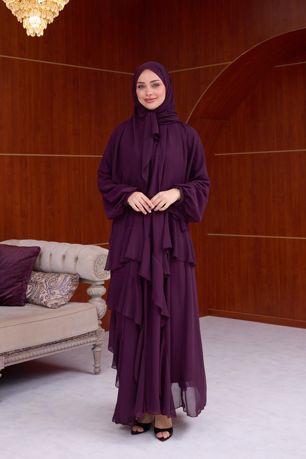 Damla Şifon Abiye - Mürdüm