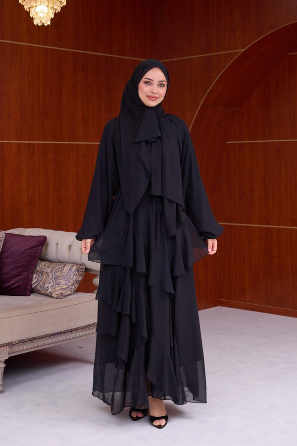 Damla Şifon Abiye - Siyah