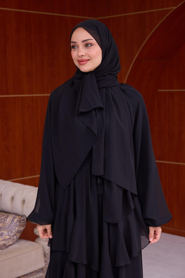 Damla Şifon Abiye - Siyah