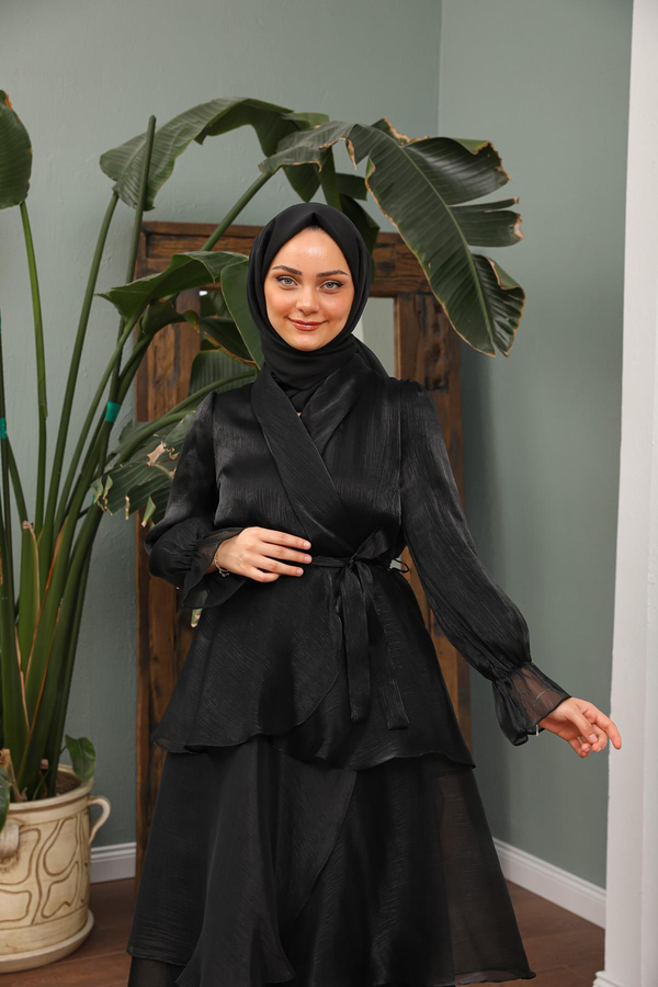 Efsa Kat Kat Abiye - Siyah