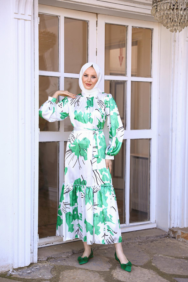 Emine Saten Elbise - Yeşil