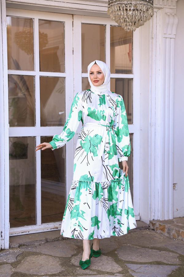Emine Saten Elbise - Yeşil