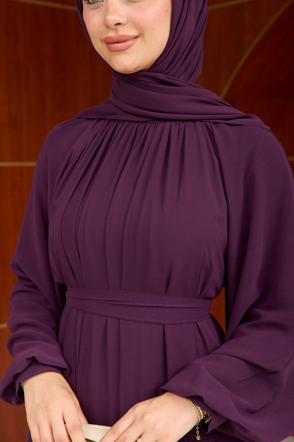 Eslem Şifon Abiye - Mürdüm