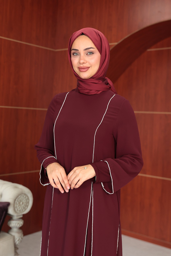 Ezgi Tasarım Abaya - Bordo