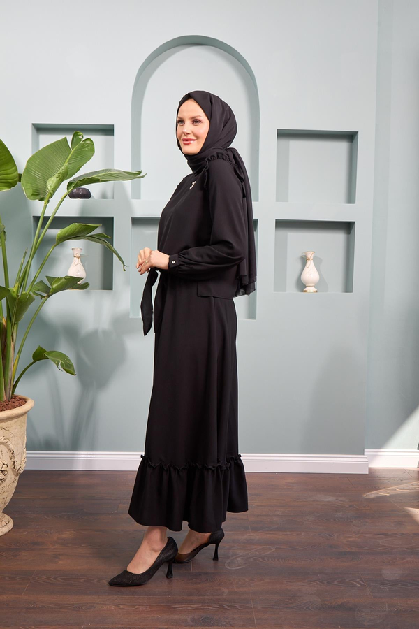 Halime Etekli Takım - Siyah