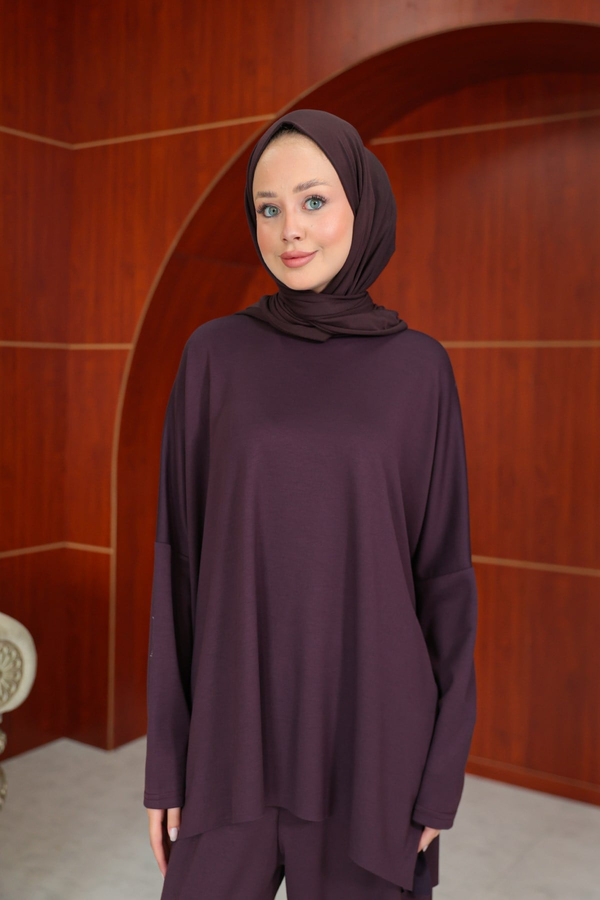 İkra Tasarım Pantolonlu Takım - Mürdüm