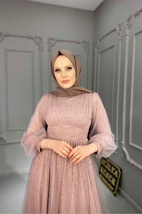 İnci Detay Abiye - Vizon