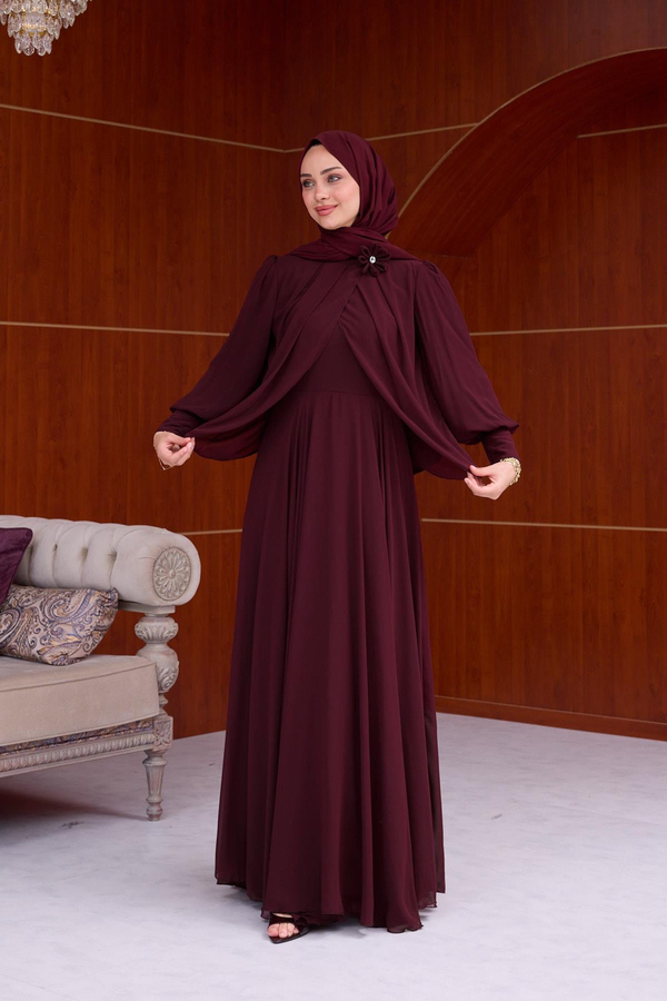 Lavin Şifon Elbise - Bordo