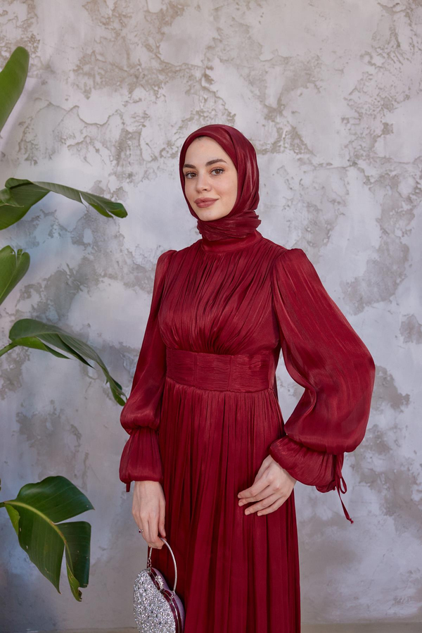 Mariam Tesettür Abiye - Bordo