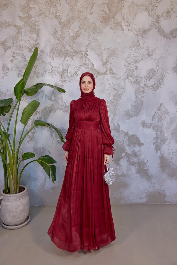 Mariam Tesettür Abiye - Bordo