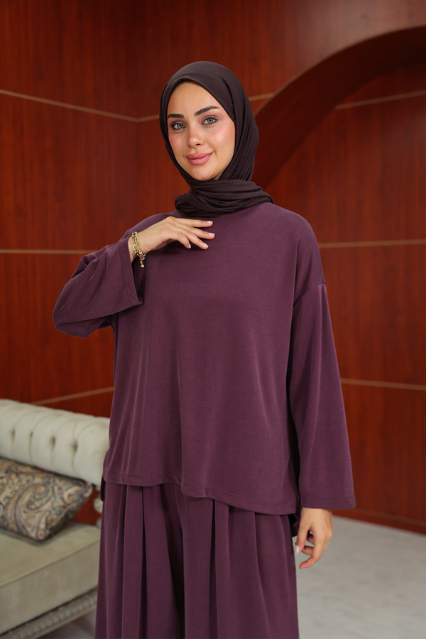 Melike  Tasarım Pantolonlu Takım - Bordo
