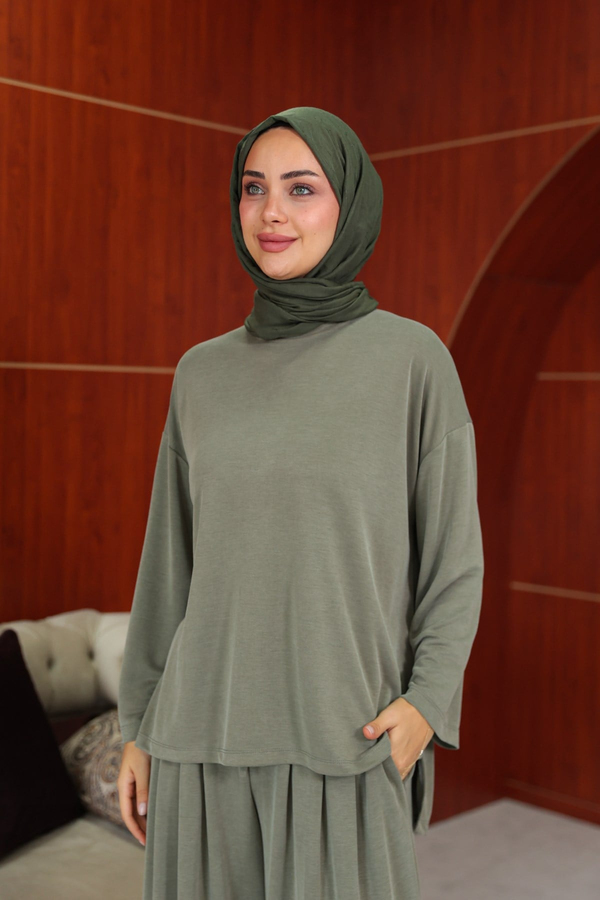 Melike  Tasarım Pantolonlu Takım - Haki
