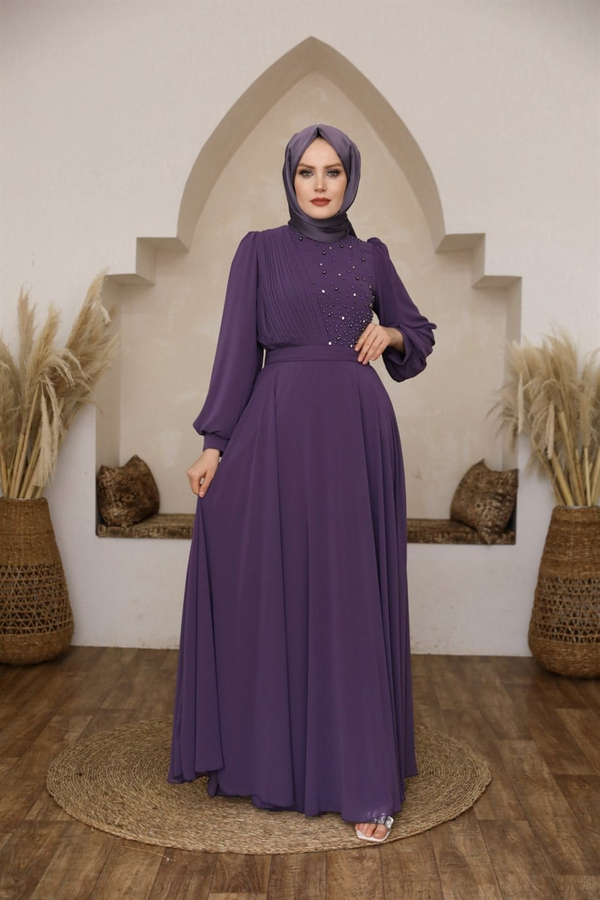 Mısra Elbise - Mor