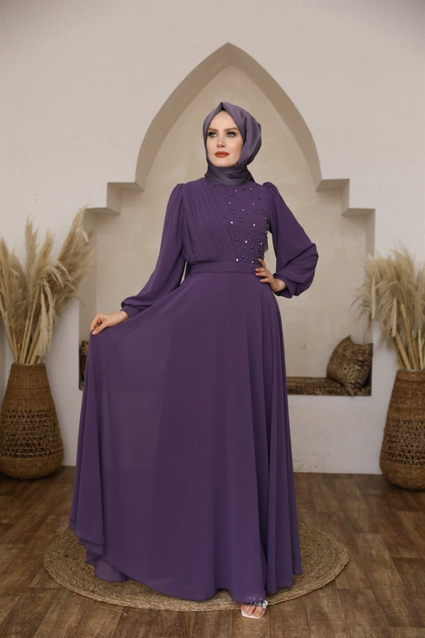 Mısra Elbise - Mor