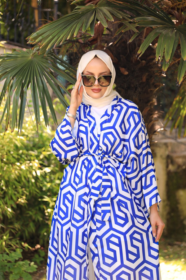 Moss Krep Kimono - Mavi