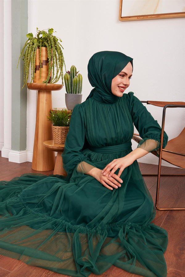 Özlem Tül Abiye - Zümrüt Yeşil