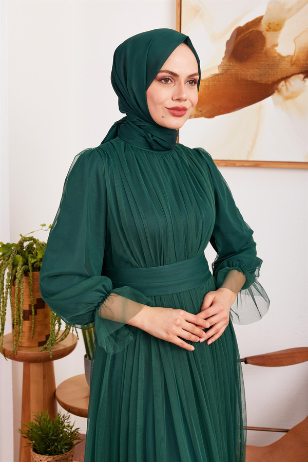 Özlem Tül Abiye - Zümrüt Yeşil