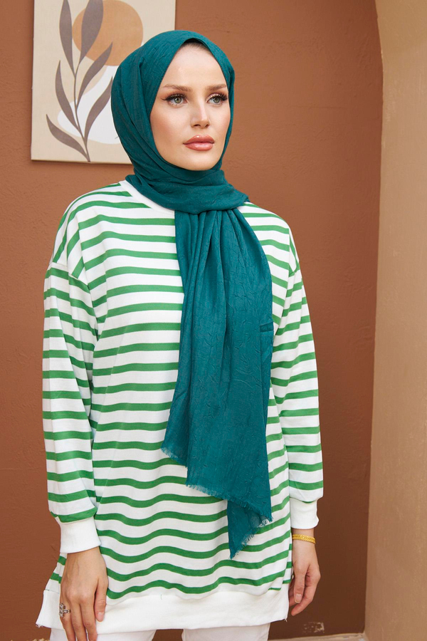 Renkli Sweatshirt - Yeşil