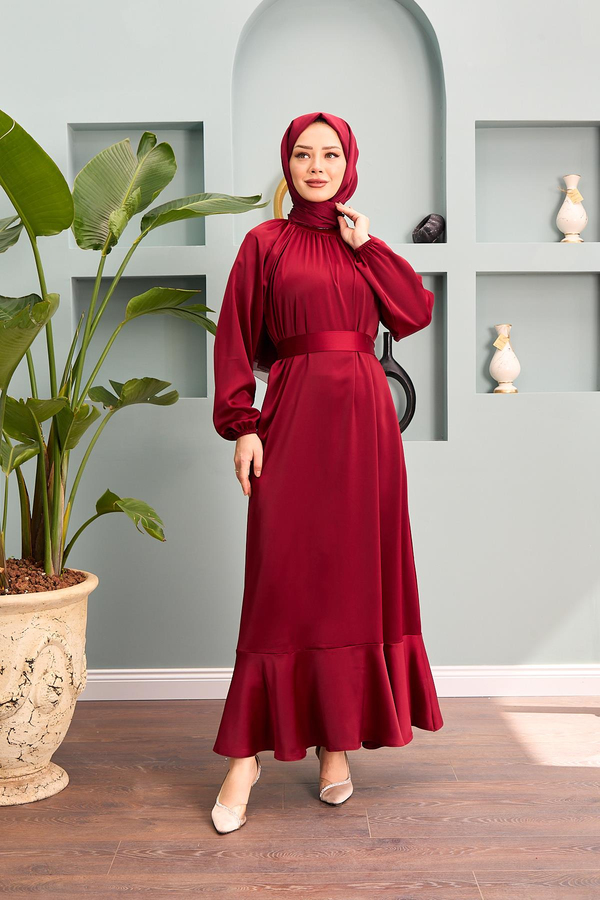 Şenay Saten Abiye - Bordo