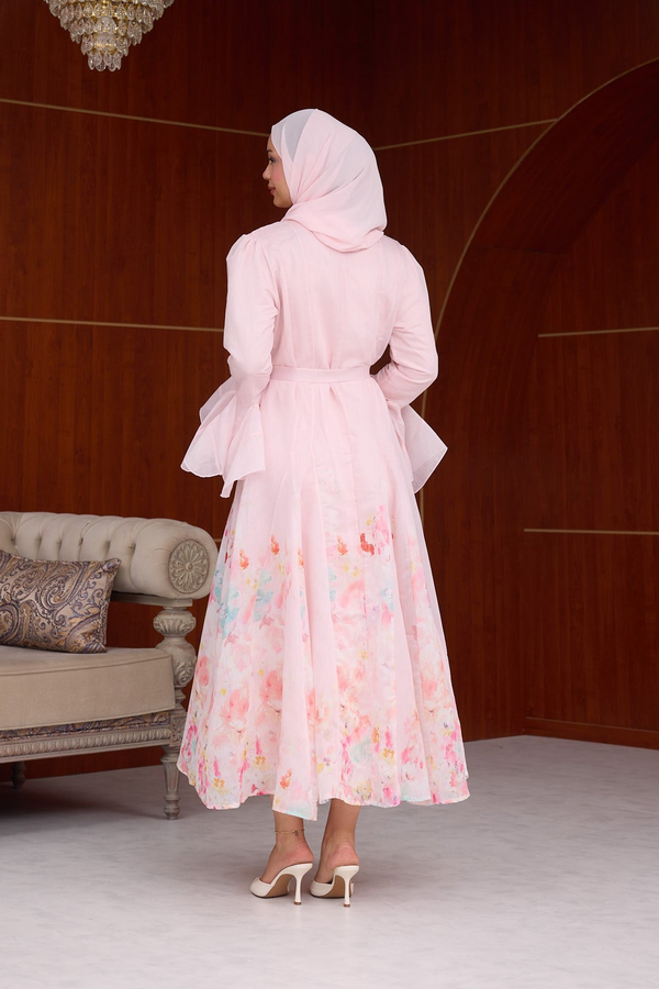 Sevda Çiçek Detay Tasarım Elbise - Pembe