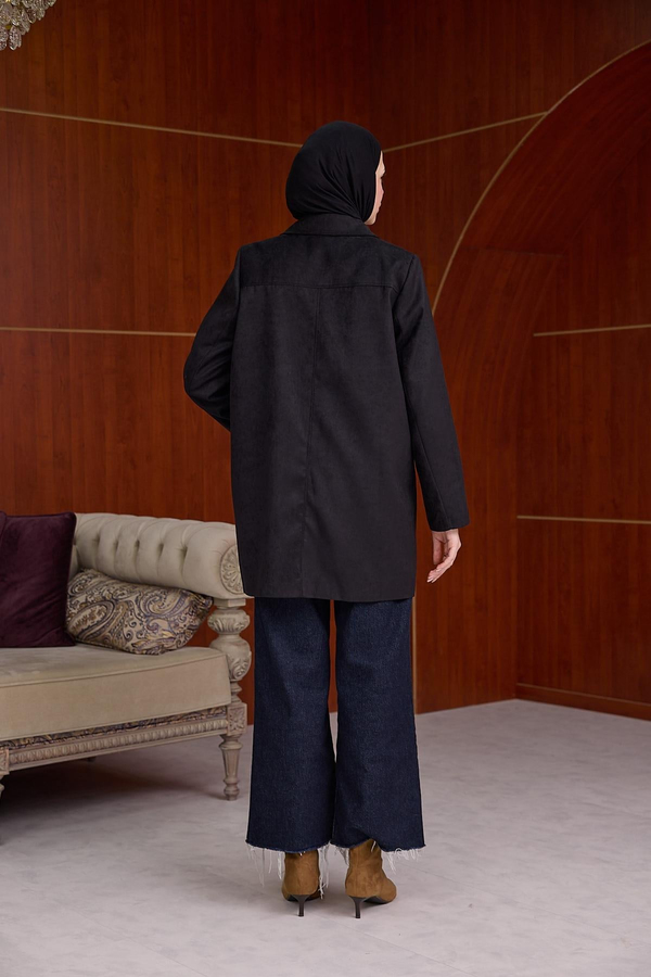 SÜET BLAZER CEKET - Siyah