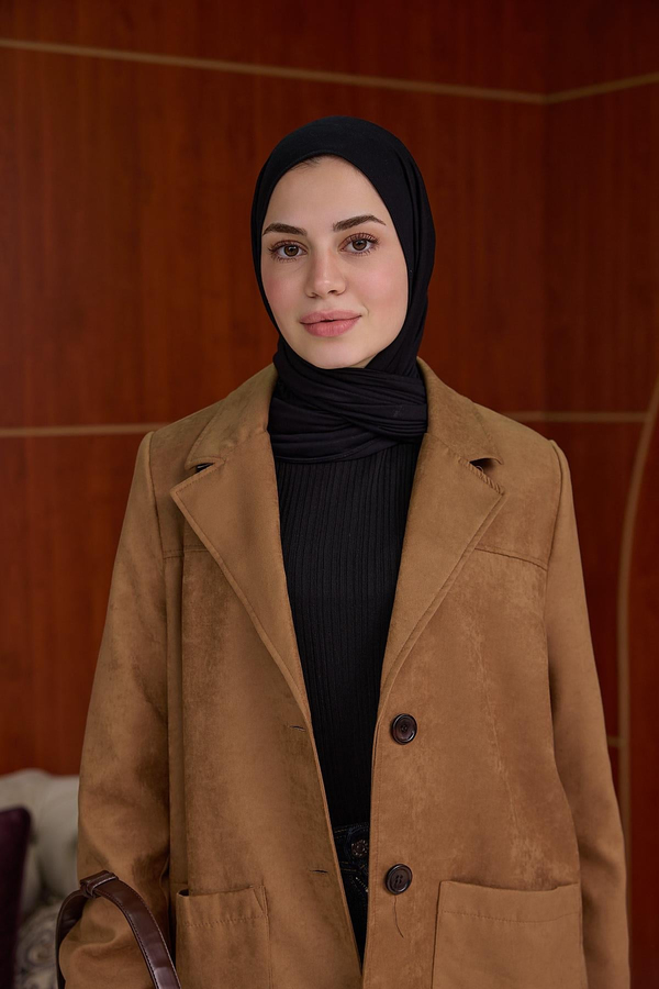 SÜET BLAZER CEKET - Taba