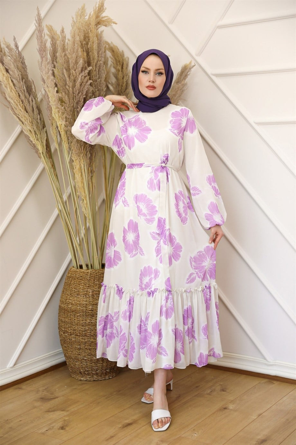 Moss Print Dress - Lilac