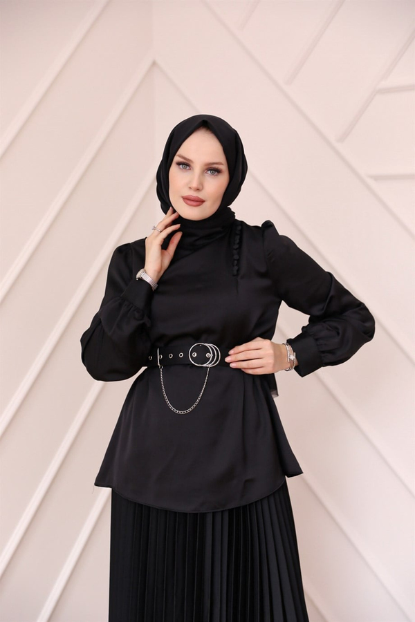 Belt Chain Detailed Suit - Black
