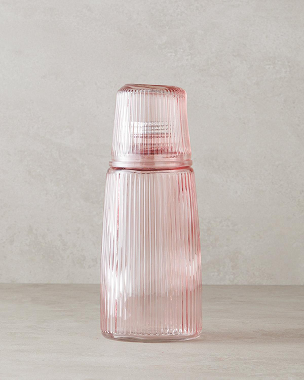 Botelya Cam Başucu Sürahi 1100 ml Pembe - 4 Al 3 Öde