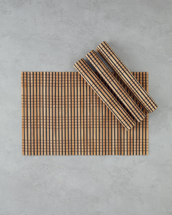 Breeze Bambu 4'lü Amerikan Servis 30x45 cm Siyah-Krem - English Home 4 Al 3 Öde