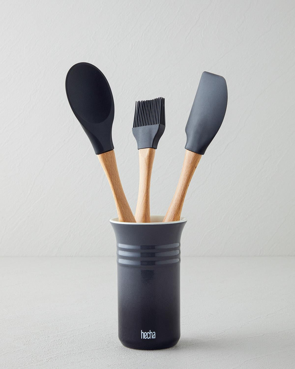 Hecha Silikon 4 Parça Servis Seti 28x32,5x31 cm X 14,5 cm Siyah - English Home 4 Al 3 Öde